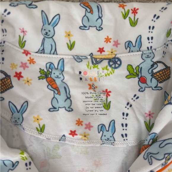 Roller Rabbit White and Blue Bunny Print Pajama Set - Picture 2 of 3